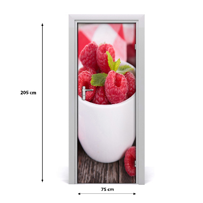 Self-adhesive door sticker Raspberries in a mug