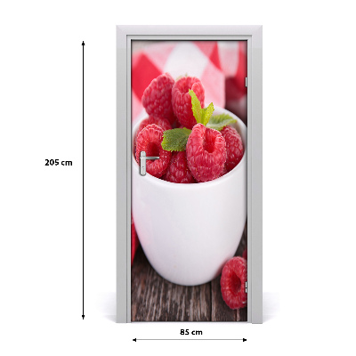 Self-adhesive door sticker Raspberries in a mug