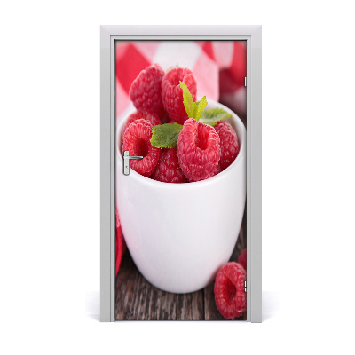 Self-adhesive door sticker Raspberries in a mug