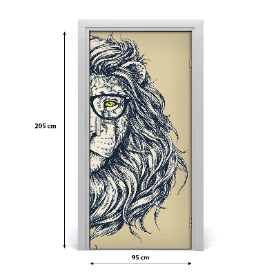 Self-adhesive door sticker Hipster lion