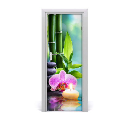 Self-adhesive door sticker Orchid and bamboo