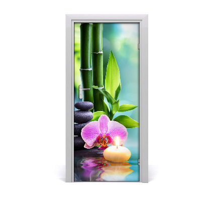 Self-adhesive door sticker Orchid and bamboo