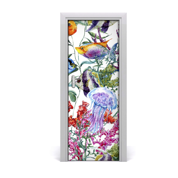 Self-adhesive door sticker Underwater world