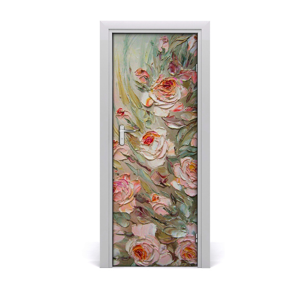 Self-adhesive door sticker On the door roses