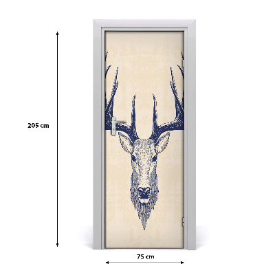 Self-adhesive door sticker Deer's head