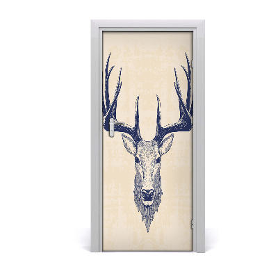 Self-adhesive door sticker Deer's head