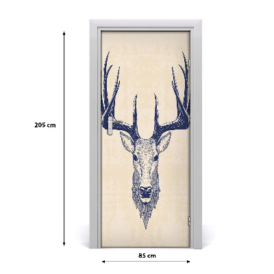 Self-adhesive door sticker Deer's head