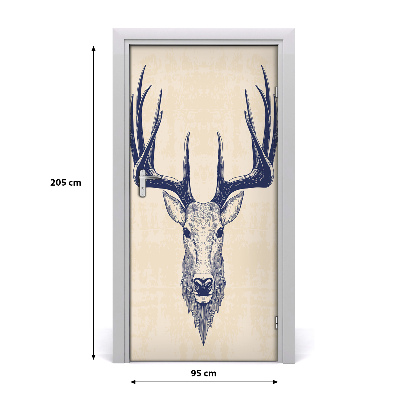 Self-adhesive door sticker Deer's head