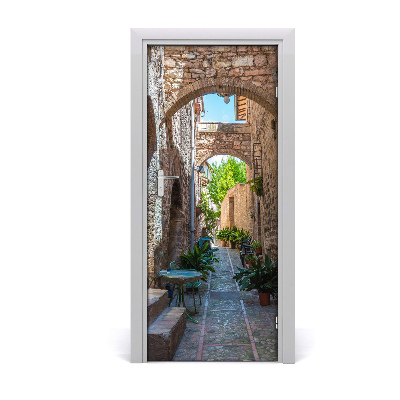 Self-adhesive door wallpaper Italian streets