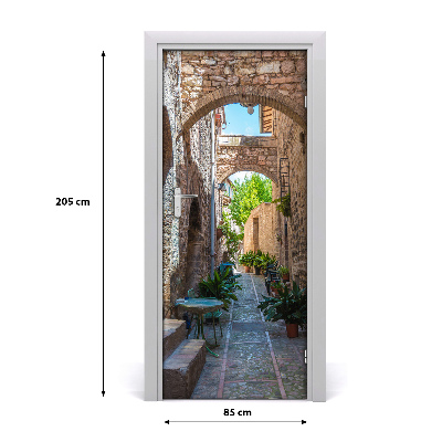 Self-adhesive door wallpaper Italian streets