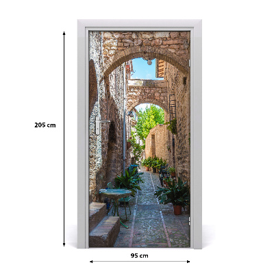 Self-adhesive door wallpaper Italian streets