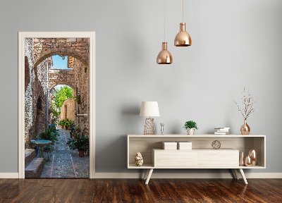 Self-adhesive door wallpaper Italian streets