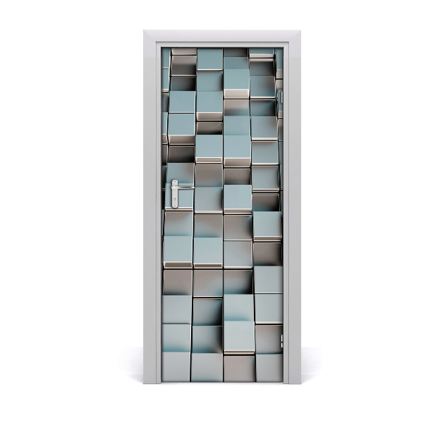 Self-adhesive door sticker Wall of cubes