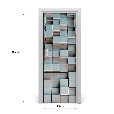 Self-adhesive door sticker Wall of cubes