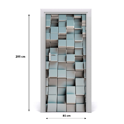 Self-adhesive door sticker Wall of cubes