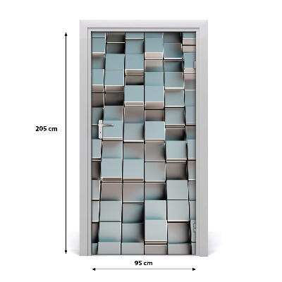 Self-adhesive door sticker Wall of cubes