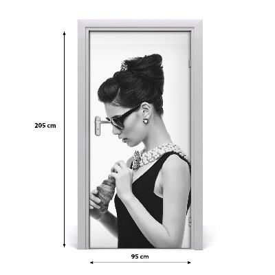 Door wallpaper A woman with glasses