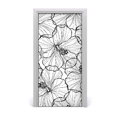 Self-adhesive door wallpaper Hibiscus