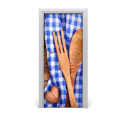 Door wallpaper Wooden cutlery