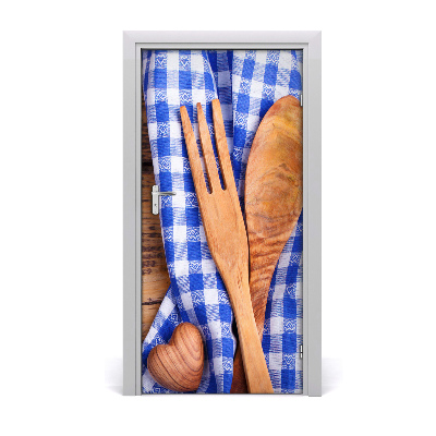 Door wallpaper Wooden cutlery