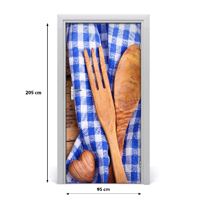 Door wallpaper Wooden cutlery