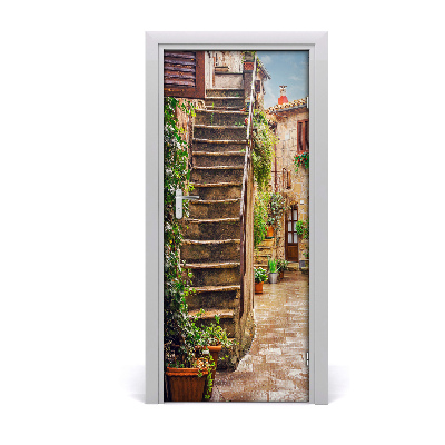 Self-adhesive door wallpaper Italian streets