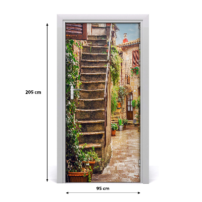 Self-adhesive door wallpaper Italian streets