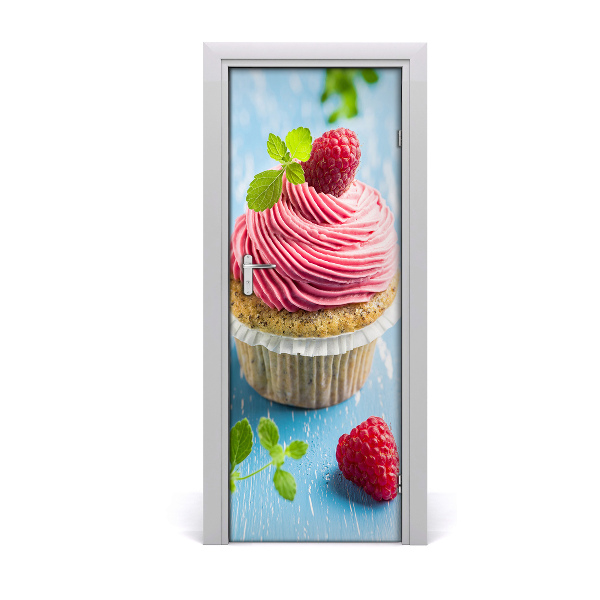 Self-adhesive door sticker Raspberry cupcake