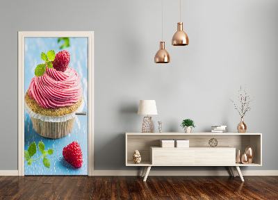 Self-adhesive door sticker Raspberry cupcake