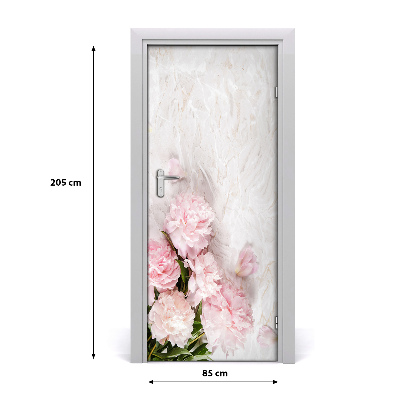 Self-adhesive door sticker Marble peonies