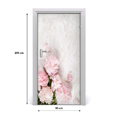 Self-adhesive door sticker Marble peonies