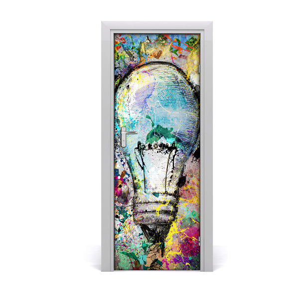 Self-adhesive door sticker Colorful light bulb