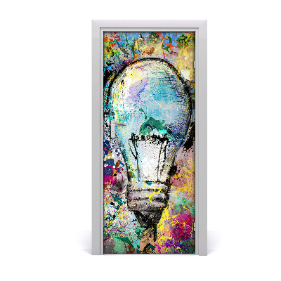 Self-adhesive door sticker Colorful light bulb