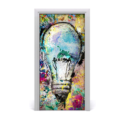 Self-adhesive door sticker Colorful light bulb