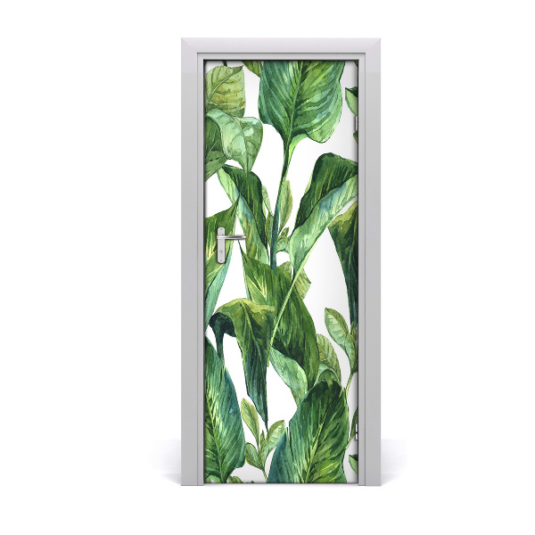 Self-adhesive door veneer Tropical leaves