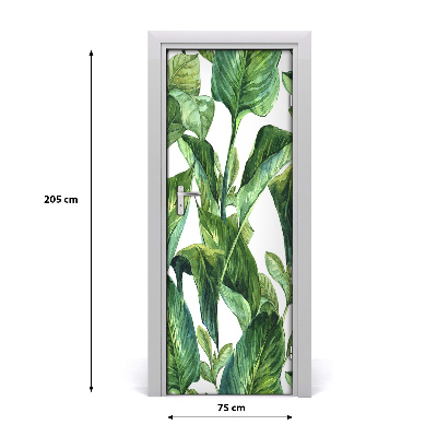 Self-adhesive door veneer Tropical leaves