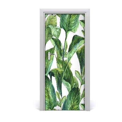 Self-adhesive door veneer Tropical leaves