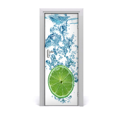 Self-adhesive door sticker Lime under water