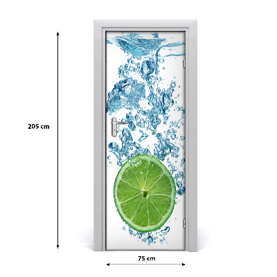 Self-adhesive door sticker Lime under water