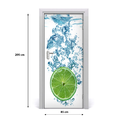 Self-adhesive door sticker Lime under water