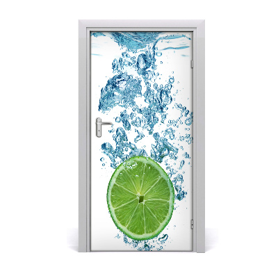 Self-adhesive door sticker Lime under water