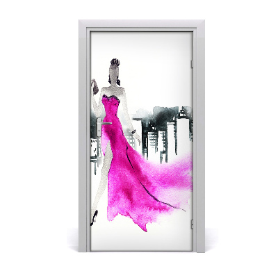 Self-adhesive door sticker Fashion illustration