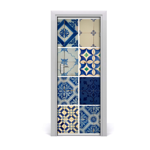 Self-adhesive door sticker Portuguese tiles