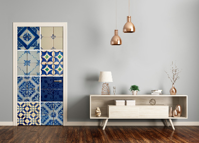 Self-adhesive door sticker Portuguese tiles