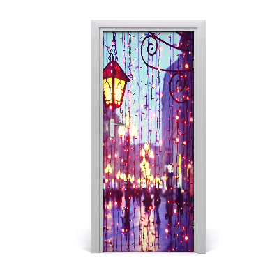 Self-adhesive door wallpaper Lights in the city