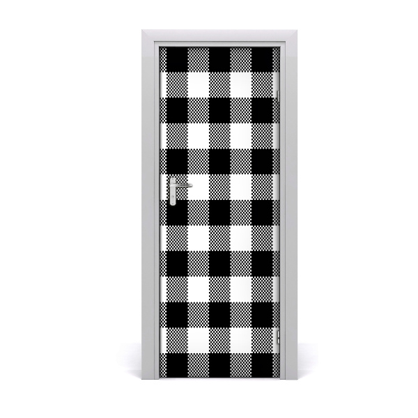 Door wallpaper Black and white grille