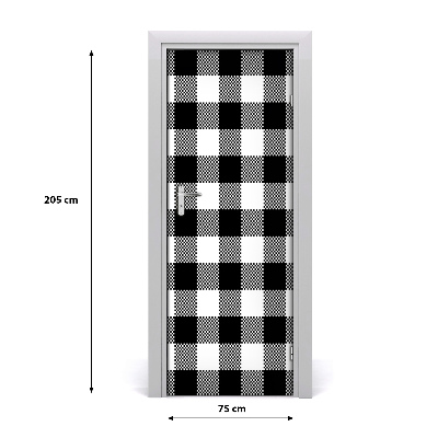 Door wallpaper Black and white grille