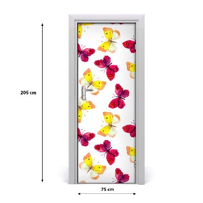 Self-adhesive door sticker Colorful butterflies