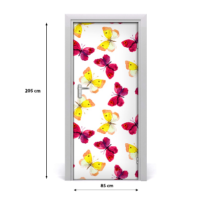 Self-adhesive door sticker Colorful butterflies