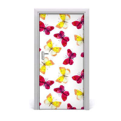 Self-adhesive door sticker Colorful butterflies